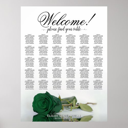 Welcome! 30 Table Emerald Green Rose Seating Chart