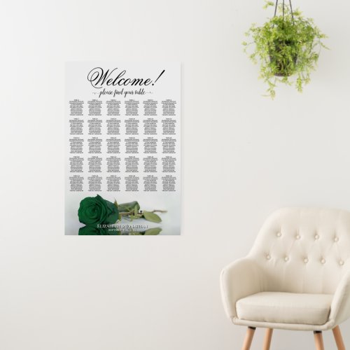 Welcome! 30 Table Emerald Green Rose Seating Chart Foam Board