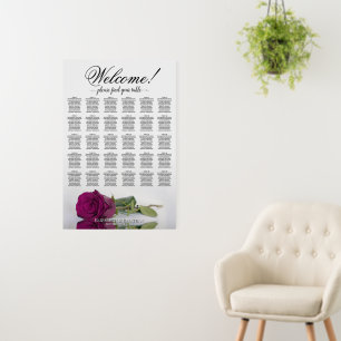 Welcome 30 Table Magenta Plum Rose Seating Chart Foam Board