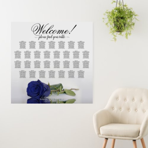 Welcome 30 Table Navy Blue Rose Seating Chart Foam Board