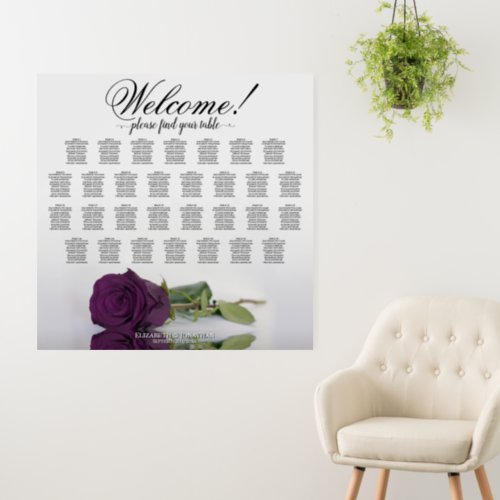 Welcome 30 Table Plum Purple Rose Seating Chart Foam Board