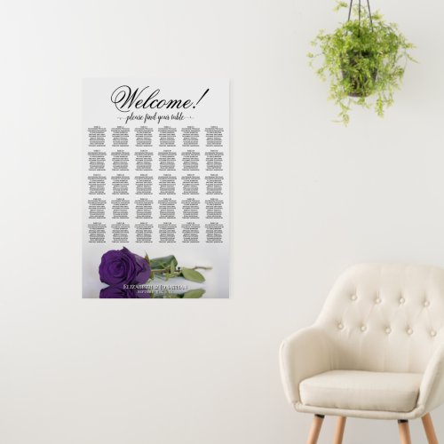 Welcome! 30 Table Royal Purple Rose Seating Chart Foam Board