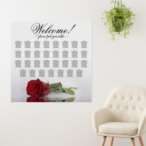 Welcome 31 Table Elegant Red Rose Seating Chart Foam Board