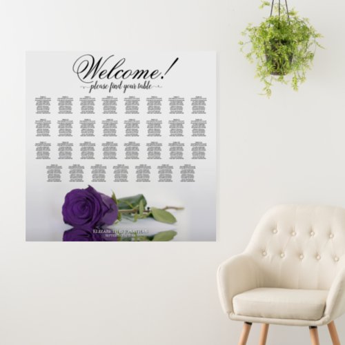 Welcome 31 Table Royal Purple Rose Seating Chart Foam Board