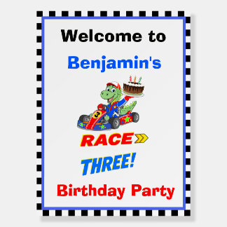 Welcome 3rd Birthday Dinosaur Race Car Ready Set Foam Board