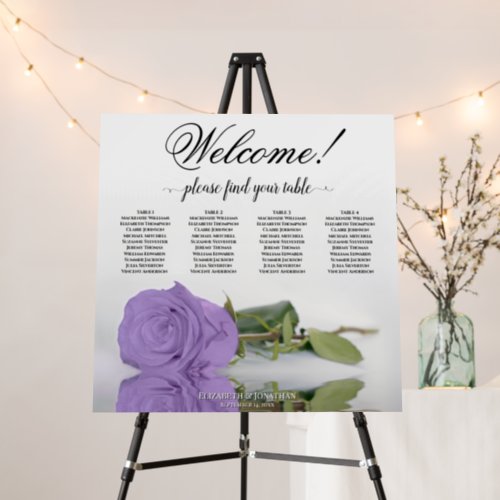 Welcome 4 Table Lavender Purple Rose Seating Chart Foam Board