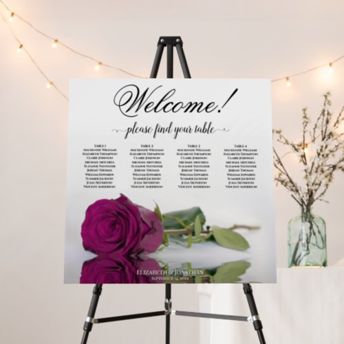 Welcome 4 Table Magenta Cassis Rose Seating Chart Foam Board