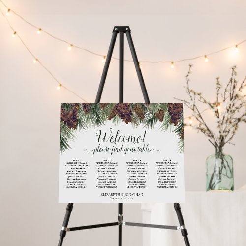 Welcome! 4 Table Rustic Pinecones Seating Chart Foam Board