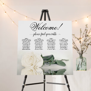 Welcome! 4 Table White Rose Elegant Seating Chart Foam Board