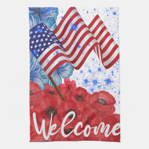 Welcome 4th of July   Kitchen Towel