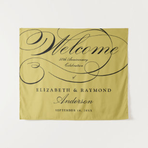 Welcome 50th Anniversary Elegant Silver Script Tapestry