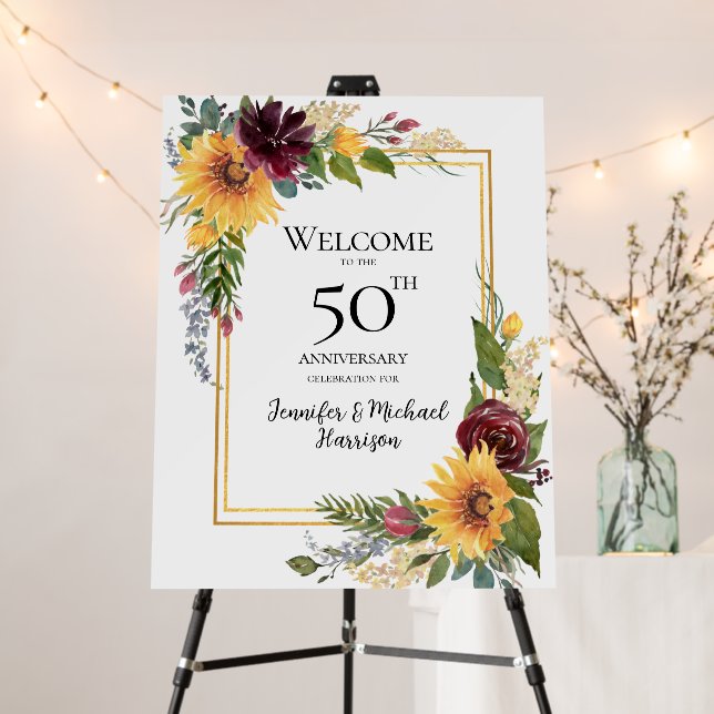 Welcome 50th anniversary Sunflowers Foam Board (In Situ (Stand))