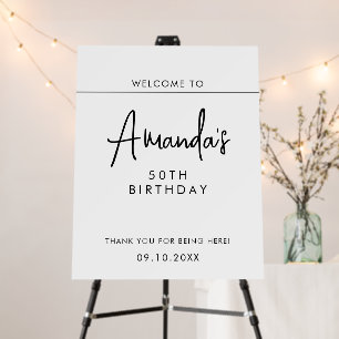 Welcome 50th Birthday Black Script Modern Poster