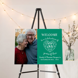 Welcome 55th Anniversary emerald green heart Foam Board