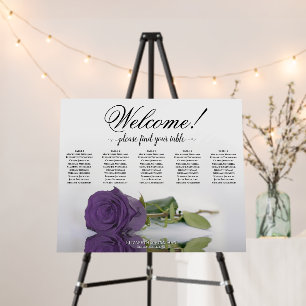 Welcome 5 Table Amethyst Purple Rose Seating Chart Foam Board