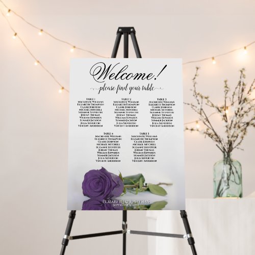 Welcome 5 Table Amethyst Purple Rose Seating Chart Foam Board