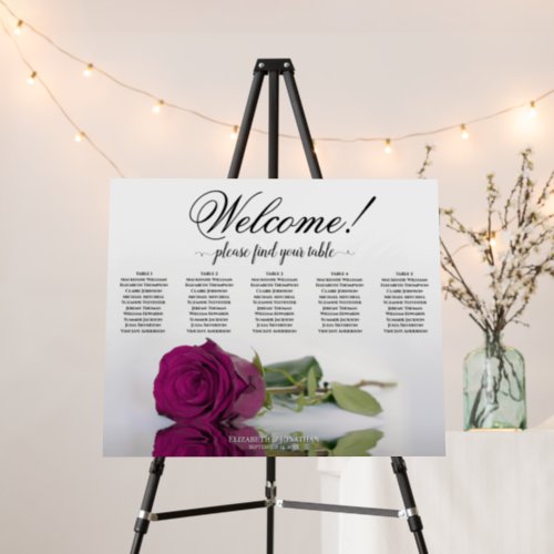 Welcome 5 Table Cassis Magenta Rose Seating Chart Foam Board
