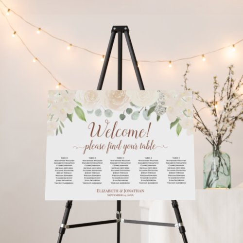 Welcome 5 Table Champagne Floral Seating Chart Foam Board