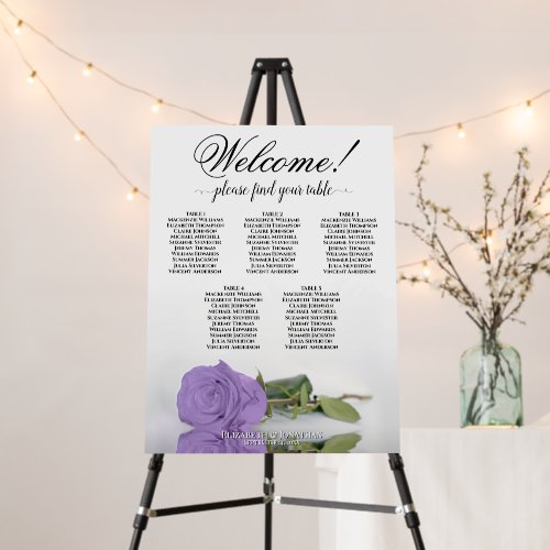 Welcome 5 Table Lavender Purple Rose Seating Chart Foam Board