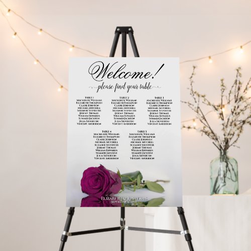 Welcome! 5 Table Magenta Plum Rose Seating Chart Foam Board