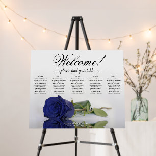 Welcome! 5 Table Navy Blue Rose Seating Chart Foam Board