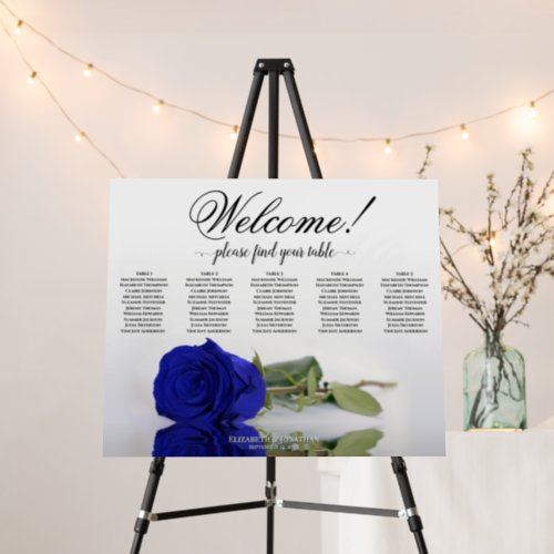 Welcome 5 Table Royal Blue Rose Seating Chart Foam Board