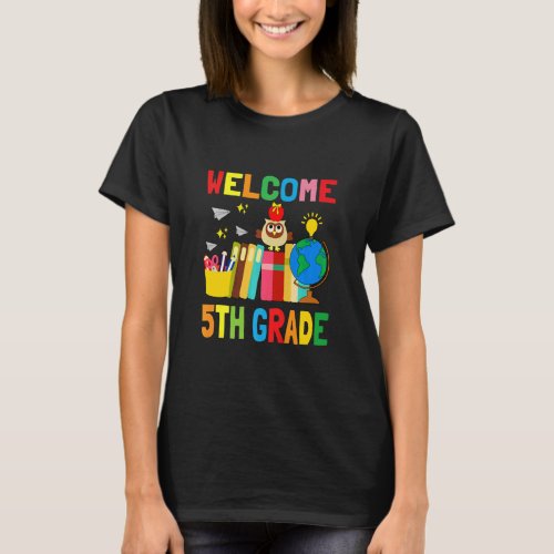 Welcome 5th Grade Learning Tools And Owl For Boys  T_Shirt
