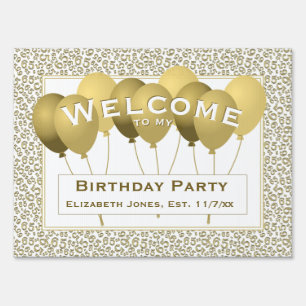 Welcome 65th Birthday Number Pattern Gold/White Sign