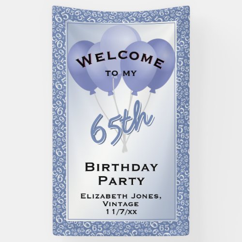 Welcome 65th Cool Number Pattern _ BlueWhite Banner