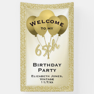 Welcome 65th Cool Number Pattern - Gold/White Banner