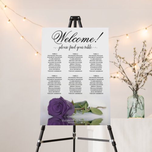 Welcome 6 Table Amethyst Purple Rose Seating Chart Foam Board