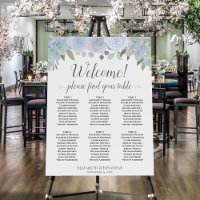 Welcome! 6 Table Dusty Blue Floral Seating Chart