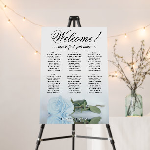 Welcome! 6 Table Dusty Blue Rose Seating Chart Foam Board