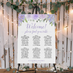 Welcome! 6 Table Lavender Floral Seating Chart Foam Board