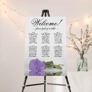 Welcome 6 Table Lavender Purple Rose Seating Chart Foam Board
