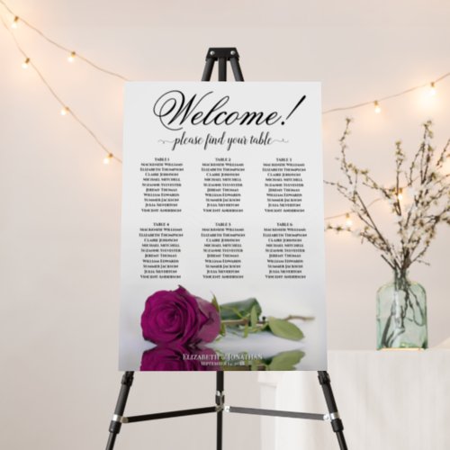 Welcome 6 Table Magenta Cassis Rose Seating Chart Foam Board