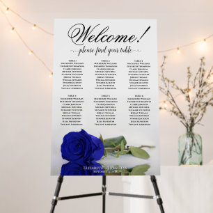 Welcome! 6 Table Royal Blue Rose Seating Chart Foam Board