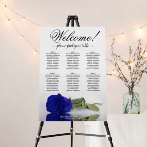 Welcome 6 Table Royal Blue Rose Seating Chart Foam Board