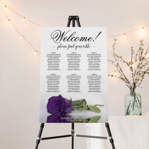 Welcome 6 Table Royal Purple Rose Seating Chart Foam Board