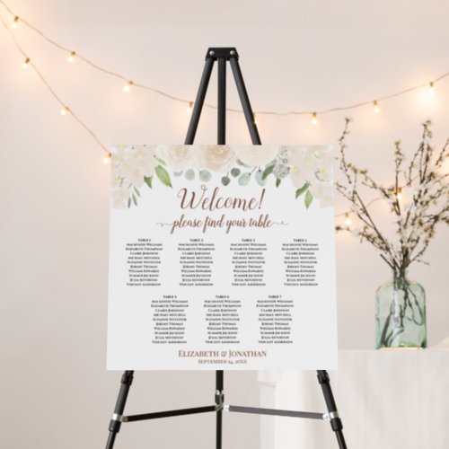 Welcome 7 Table Champagne Roses Seating Chart Foam Board