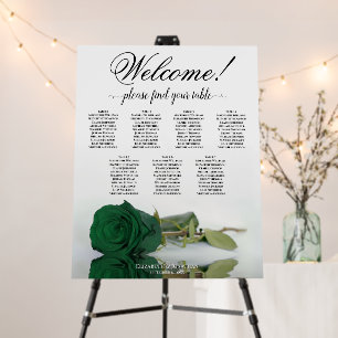 Welcome! 7 Table Emerald Green Rose Seating Chart Foam Board