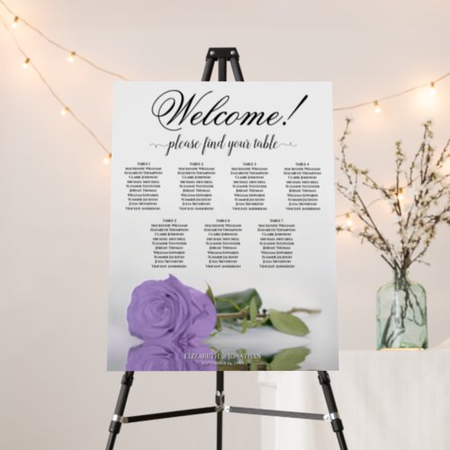 Welcome 7 Table Lavender Purple Rose Seating Chart Foam Board