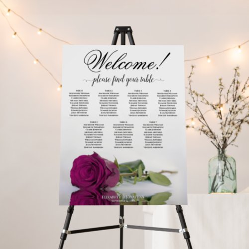 Welcome 7 Table Magenta Cassis Rose Seating Chart Foam Board