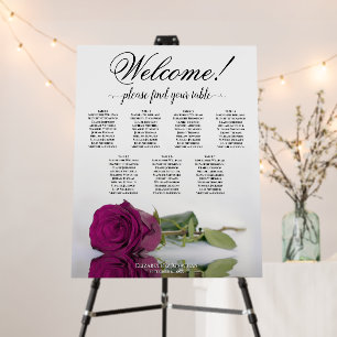 Welcome! 7 Table Magenta Plum Rose Seating Chart Foam Board