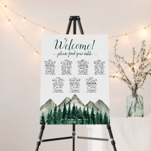 Welcome! 7 Table Mountains & Pine Seating Chart Foam Board