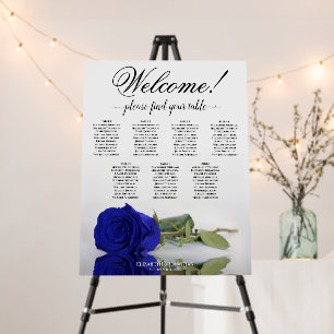 Welcome! 7 Table Royal Blue Rose Seating Chart Foam Board