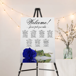 Welcome! 7 Table Royal Blue Rose Seating Chart Foam Board