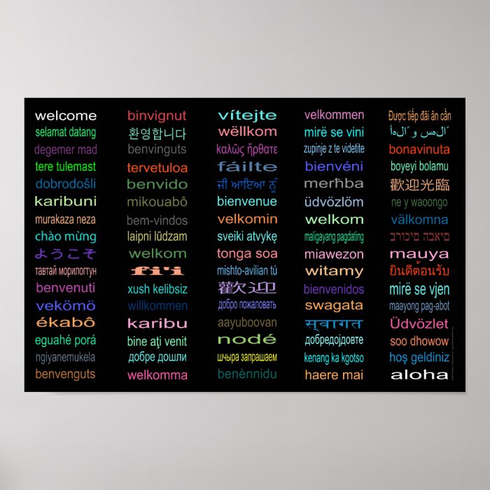 Welcome 80 Languages Poster Black