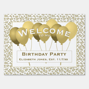 Welcome 85th Birthday Number Pattern   Gold/White  Sign