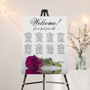 Welcome! 8 Table Cassis Magenta Rose Seating Chart Foam Board